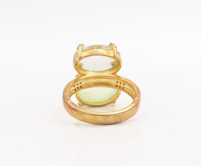925 Sterling Silver Vintage Ring Gold Plated Diamonds & Gemstones  Sz 8  RG30721