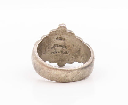 925 Sterling Silver Vintage Ring MEXICO Antique Rod Design Etched  Sz 9  RG33342