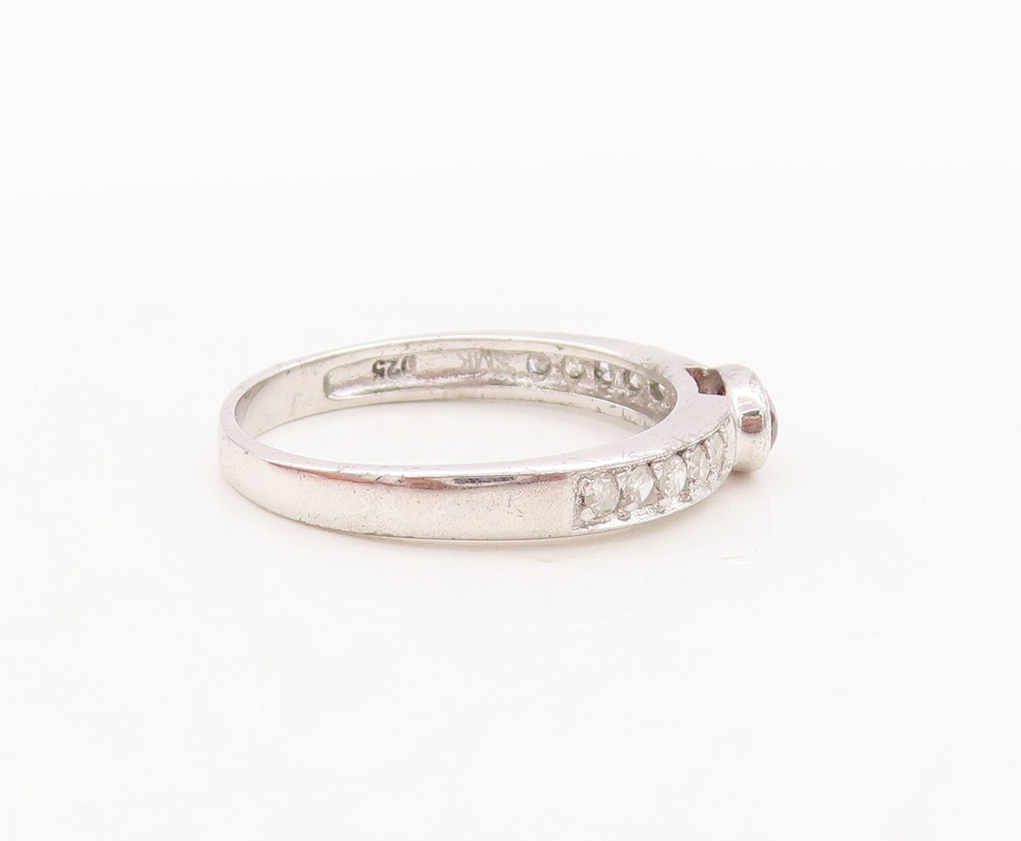 925 Sterling Silver Vintage Ring Oval Gemstones & Real Diamonds  Sz 7  RG29447