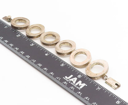 925 Sterling Silver Vintage Bracelet MEXICO Chunky Geometric Circle Link BT11920