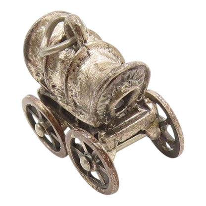 925 Sterling Silver Vintage Pendant Miniature Covered Wagon Charm MOVES  PT26263