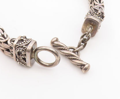 925 Sterling Silver Vintage Bracelet Classic Scrollwork Byzantine Chain  BT12053