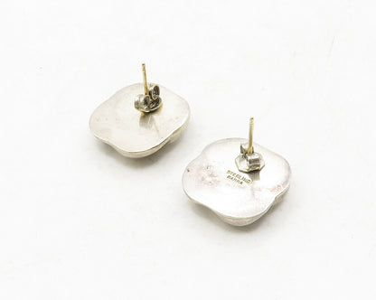 BARRA 925 Silver & 14K GOLD  Vintage Shiny Floral Swirl Drop Earrings  EG6662