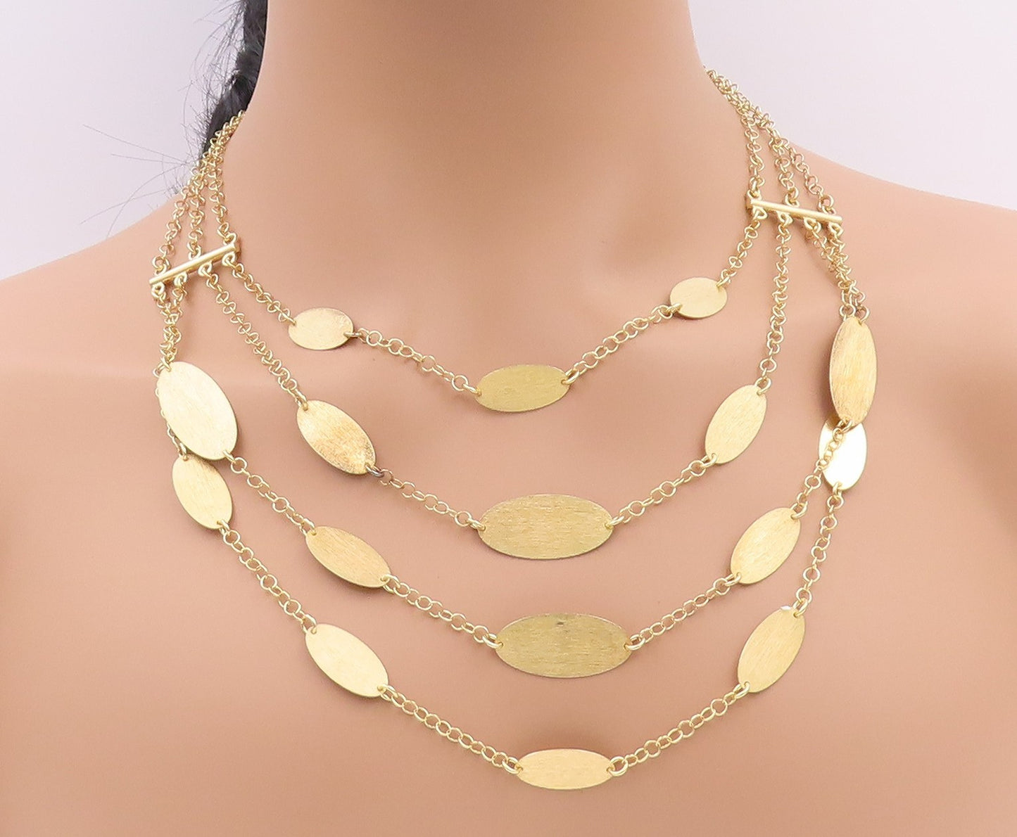 925 Sterling Silver Vintage Necklace Gold Plated Multi Cutout Designer  NE4506