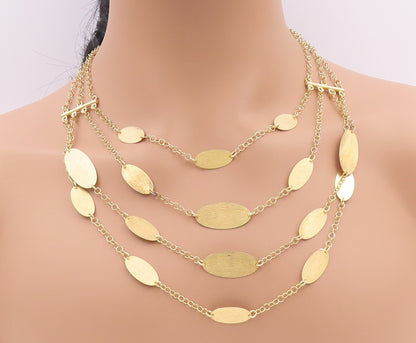 925 Sterling Silver Vintage Necklace Gold Plated Multi Cutout Designer  NE4506
