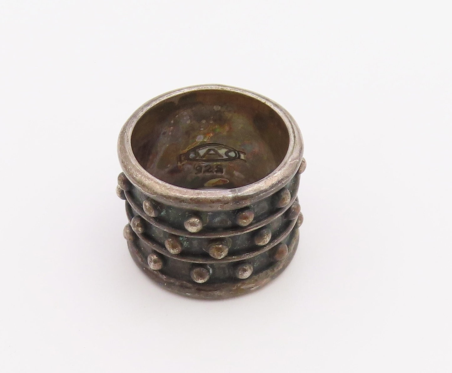 925 Sterling Silver Vintage Ring DEBORAH ARMSTRONG Peridot Band  Sz 6  RG36530