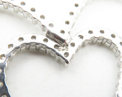 925 Sterling Silver  Cubic Zirconia Open Double Love Heart Pendant  PT9463