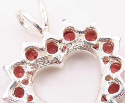 925 Sterling Silver  Vintage Pink Topaz Open Love Heart Pendant  PT18635