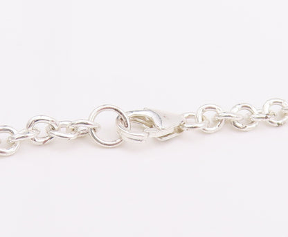 925 Sterling Silver Vintage Necklace Linked Chain Dangling Hearts Cutout  NE4581