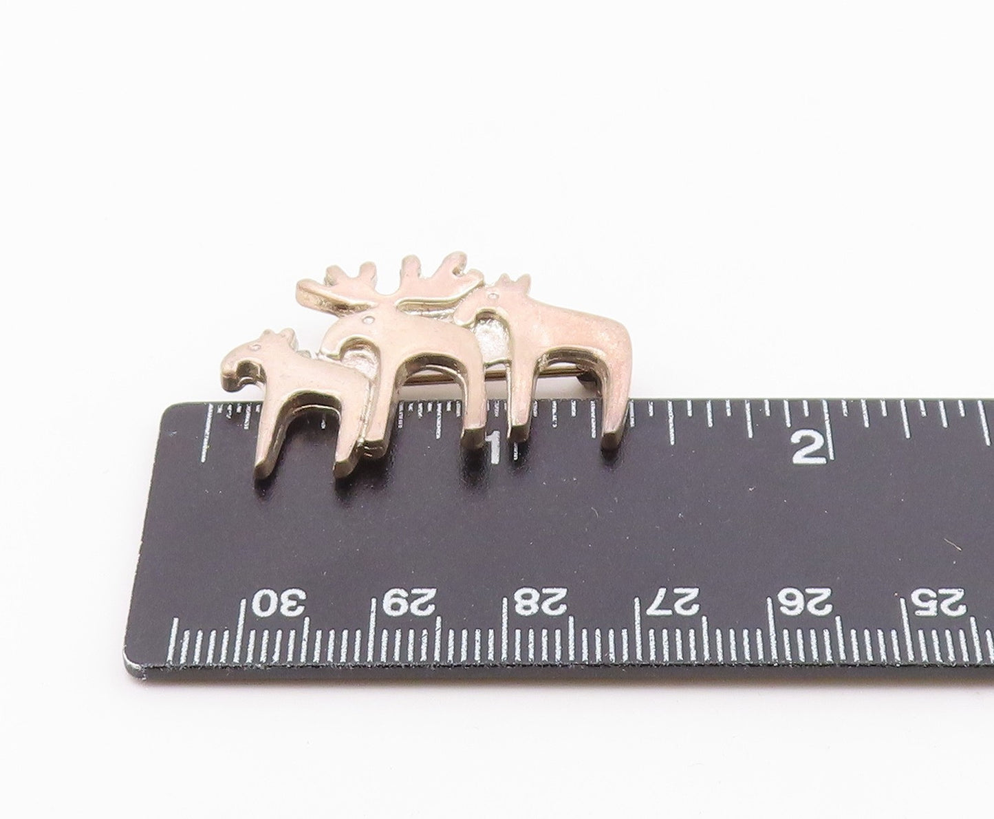 MEXICO 925 Sterling Silver  Vintage Dark Tone Triple Moose Brooch Pin  BP5005