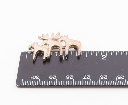 MEXICO 925 Sterling Silver  Vintage Dark Tone Triple Moose Brooch Pin  BP5005