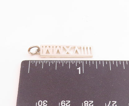 925 Sterling Silver Vintage Carved Roman Numbers 2018 Linear Pendant  PT21291
