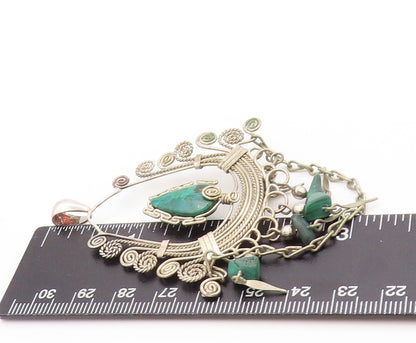 925 Sterling Silver Vintage Pendant Ethnic Crescent Style Wired Eilat  PT24209