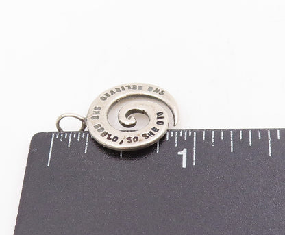 925 Sterling Silver Vintage Pendant She Believed So She Did Spiral Charm PT25380