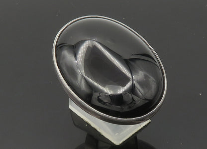 925 Silver  Vintage Black Onyx Large Heavy Cocktail Ring Sz 5.5  RG20435
