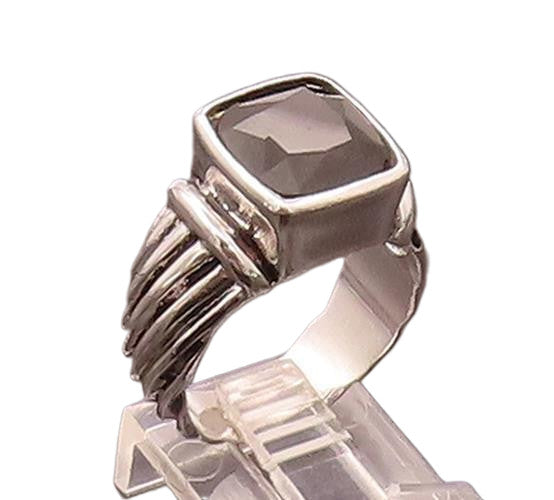 925 Sterling Silver  Vintage Minimalist Onyx Rope Carved Ring Sz 7.25  RG26728
