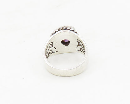 BEC 925 Sterling Silver  Vintage Amethyst Floral Swirl Band Ring Sz 5  RG17584