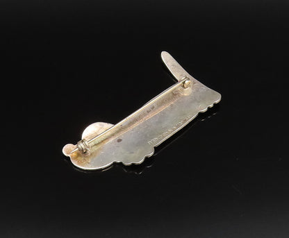 MEXICO 925 Silver  Vintage Minimalist Etched Puppy Dog Brooch Pin  BP9988