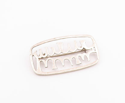 925 Sterling Silver  Vintage Shiny Open Design Smooth Brooch Pin  BP8852