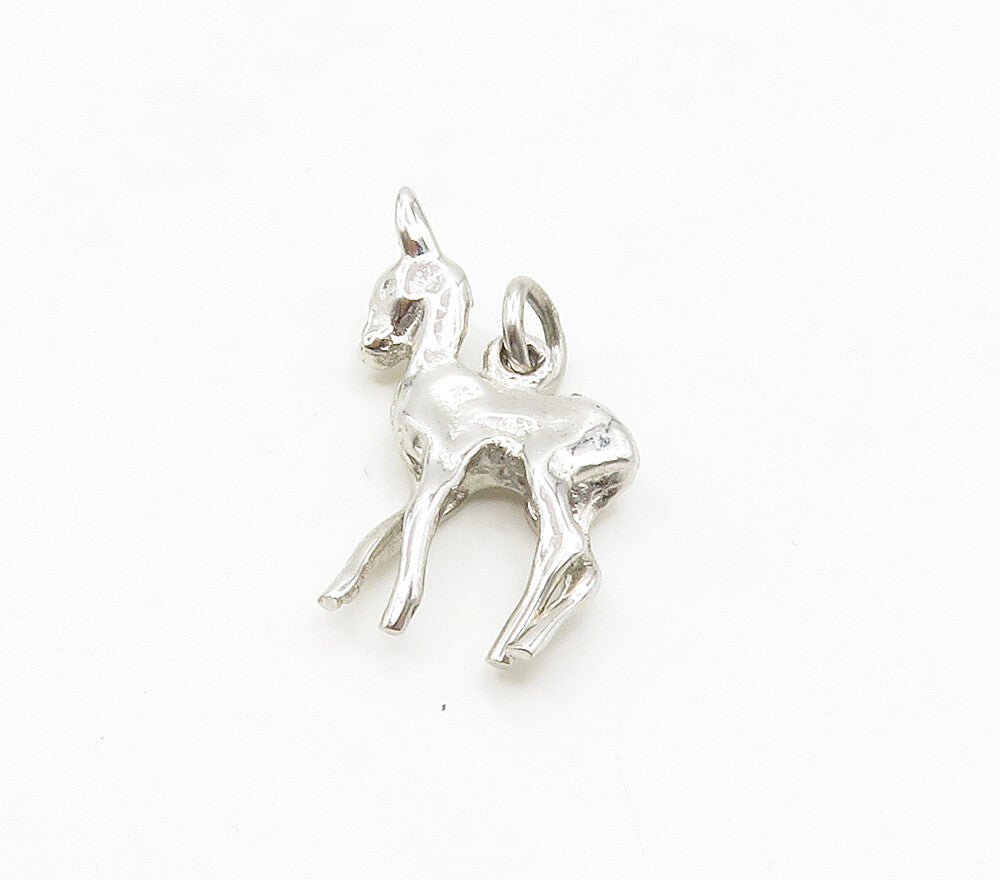 925 Sterling Silver  Vintage Petite Shiny Baby Deer Animal Pendant  PT12268
