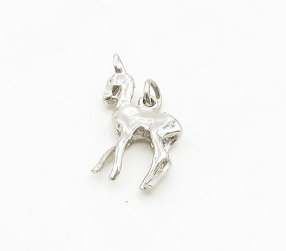 925 Sterling Silver  Vintage Petite Shiny Baby Deer Animal Pendant  PT12268