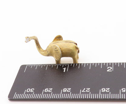 925 Sterling Silver Vintage Pendant Gold Plated Designer CZ Elephant  PT24088