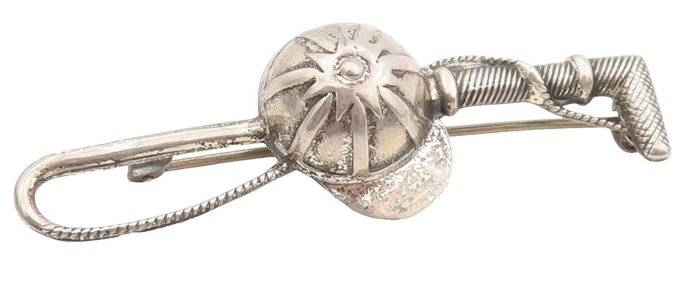 925 Sterling Silver Vintage Brooch Horse Riding Crop Jockey Cap Pin   BP12065