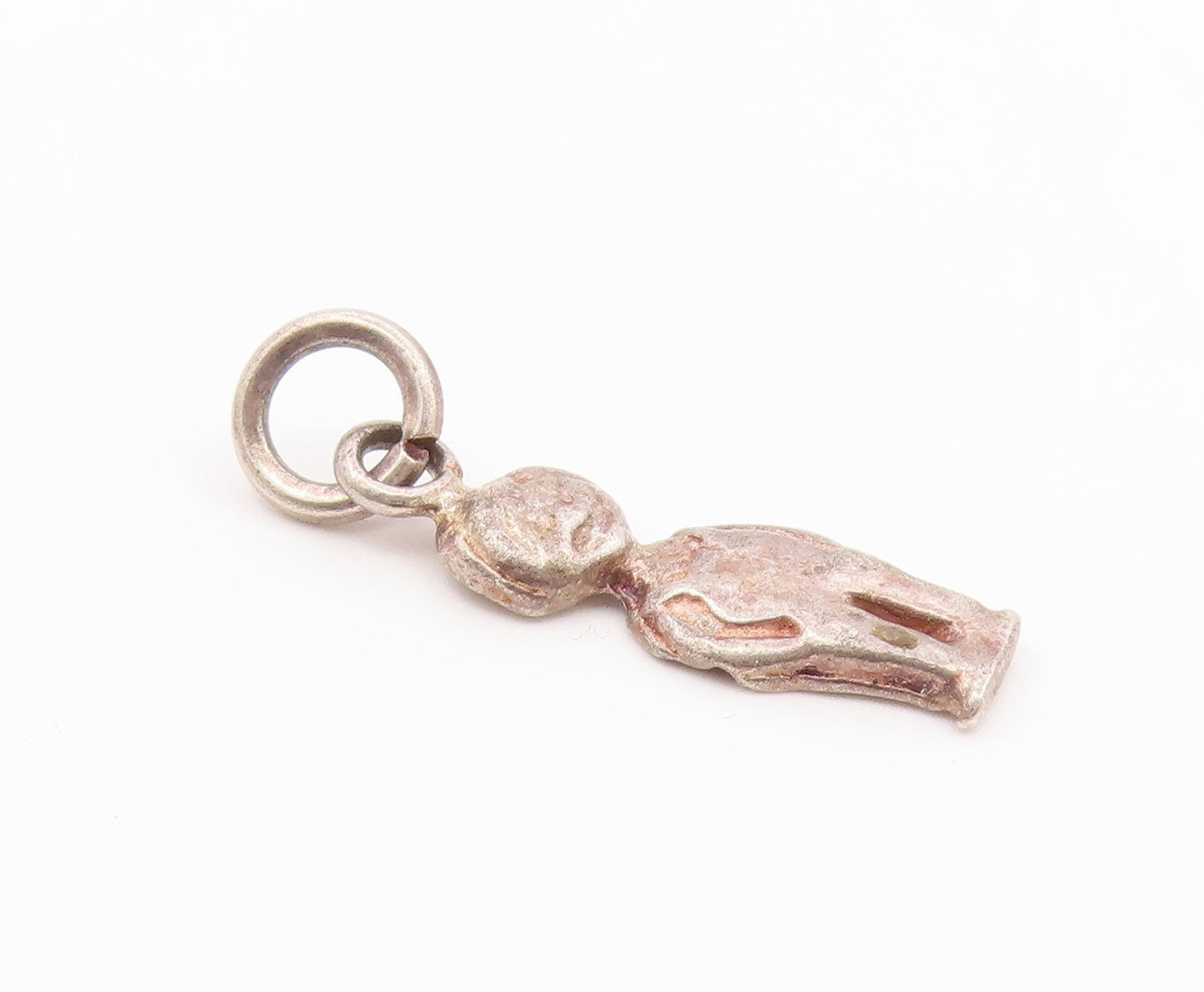 925 Sterling Silver  Vintage Boy In Overalls Dark Tone Drop Pendant  PT17377