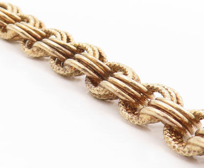 925 Sterling Silver Vintage Bracelet Gold Plated Roped Linked Rings  BT11072