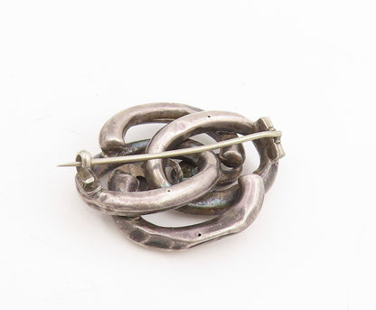 925 Sterling Silver Vintage Brooch Pin Antique Intertwined Knot Design  BP12247