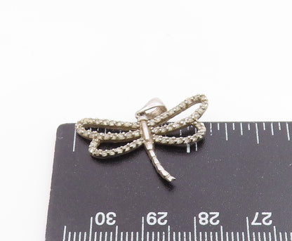 925 Sterling Silver  Vintage Shiny Topaz Dragonfly Motif Pendant  PT19471