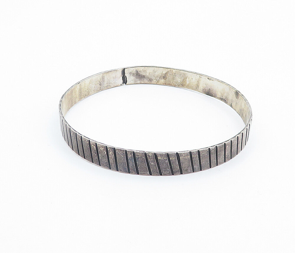 JCS PERLITA TAXCO 925 Sterling Silver  Vintage Slanted Bangle Bracelet  BT3354