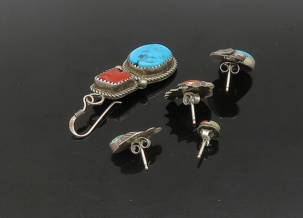 ZUNI NAVAJO 925 Silver  Vintage MultiStone Lot Single Earrings  EG11256