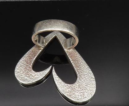 925 Sterling Silver  Vintage Open Floating Love Heart Ring Sz 5.5  RG25363
