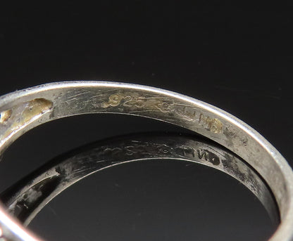 925 Sterling Silver  Vintage Open Swirl Cutout Topaz Ring Sz 7.5  RG25652