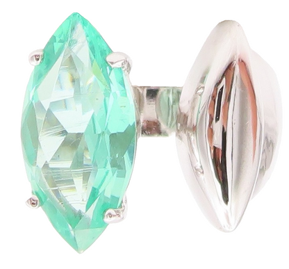 925 Sterling Silver Vintage Ring Modernist Green Marquise Cut CZ  Sz 8  RG32488