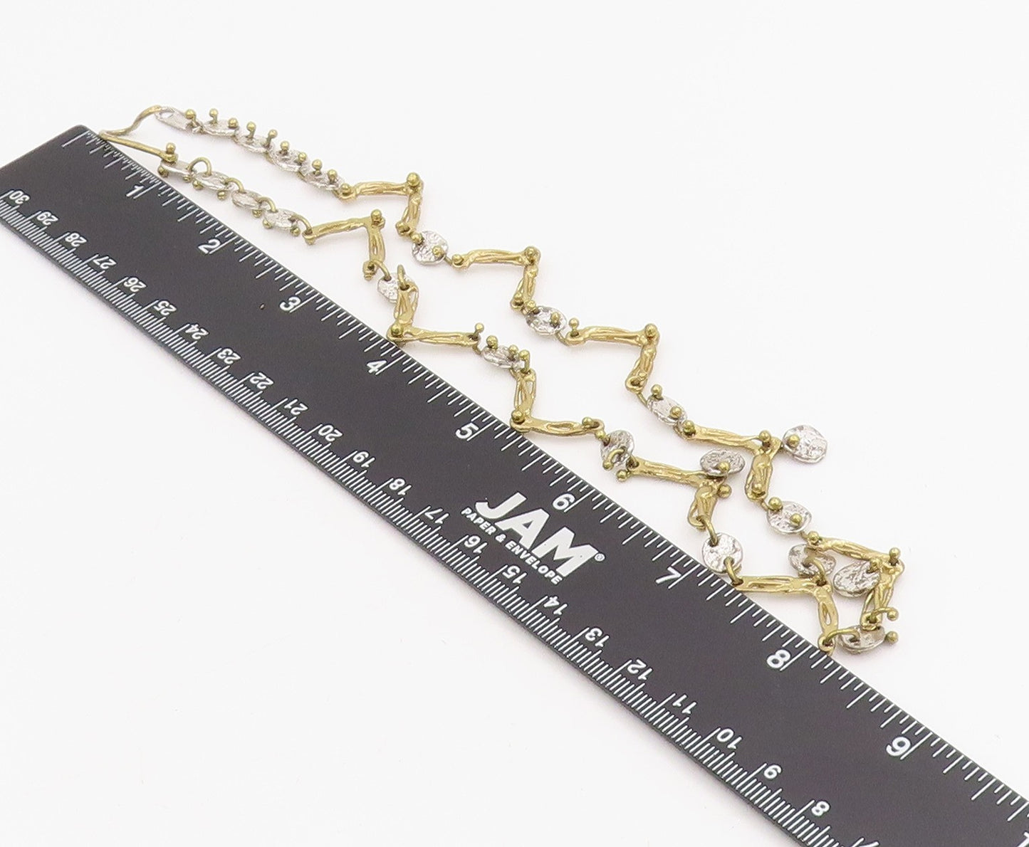 925 Sterling Silver Vintage Necklace Gold Plated ANNE DICK Brutalist Link NE4697