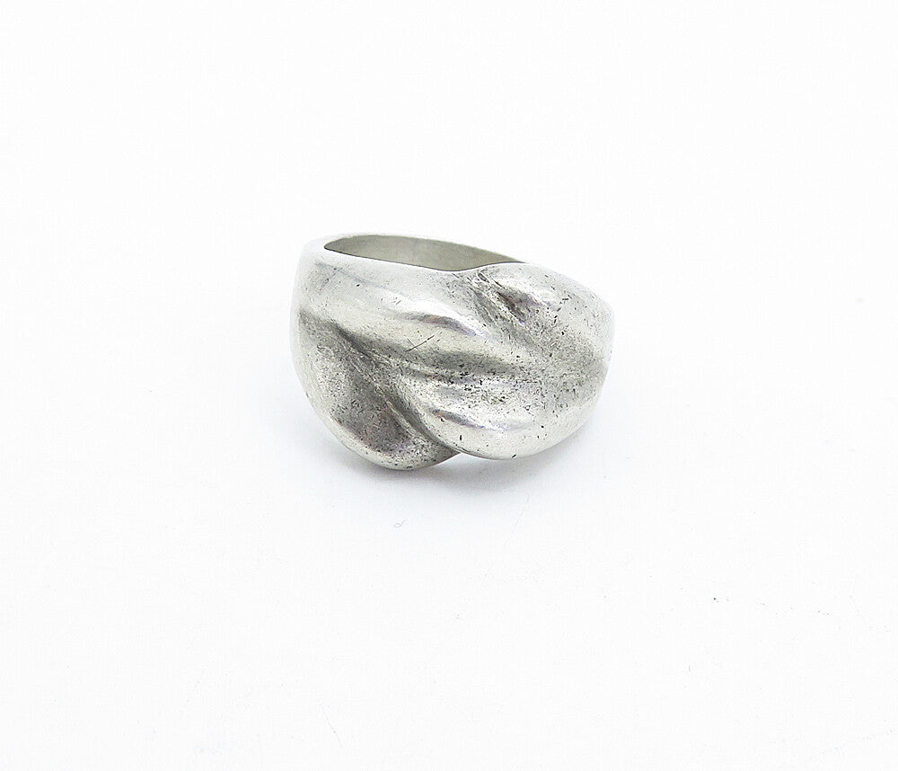 MEXICO 925 Sterling Silver  Vintage Sculpted Dome Band Ring Sz 10  RG3853