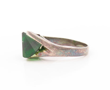 925 Sterling Silver Vintage Ring Deep Green CZ Minimalist Band  Sz 9  RG33644
