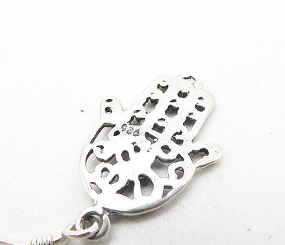 925 Sterling Silver  Vintage Om Spiritual Symbol Hamsa Dangle Earrings  EG3591