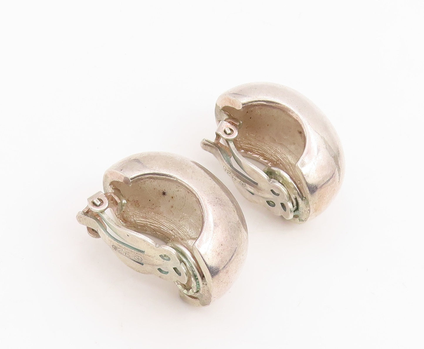 925 Sterling Silver Vintage Earrings Modernist Bold Puffy Dome Clip On  EG14121