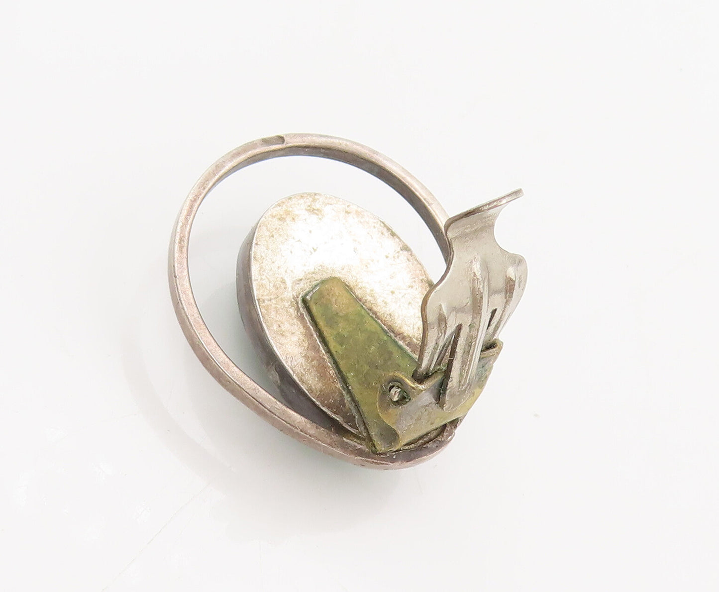 925 Silver  Vintage Green Aventurine Carve Cutout Halo Ring Earrings  EG12588