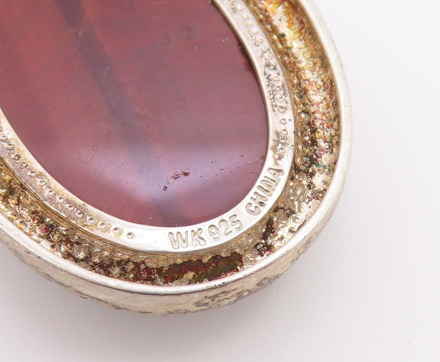 925 Sterling Silver Vintage Pendant WHITNEY KELLY Oval Carnelian Charm  PT26537