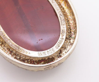 925 Sterling Silver Vintage Pendant WHITNEY KELLY Oval Carnelian Charm  PT26537