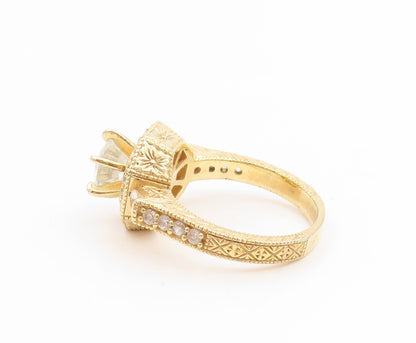 925 Sterling Silver Vintage Ring Gold Plated CZ Geometric Band  Sz 7  RG34725