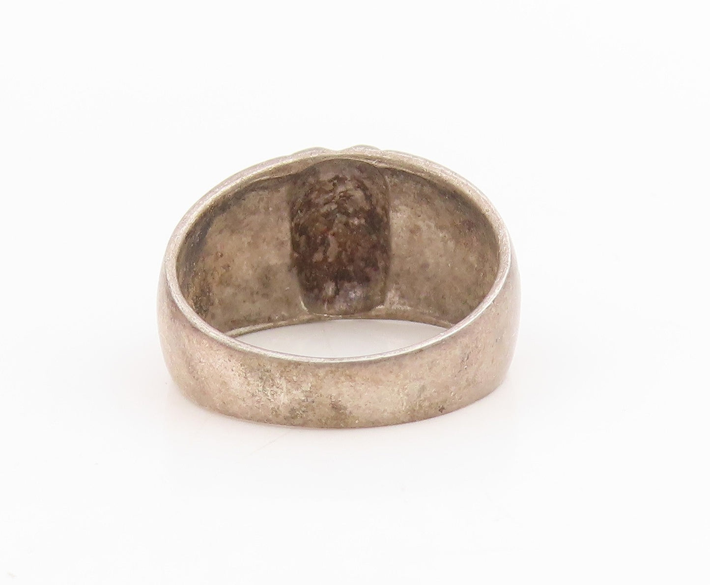 925 Sterling Silver Vintage Ring Modernist Ribbed Solid Dome  Sz 6.5  RG34846