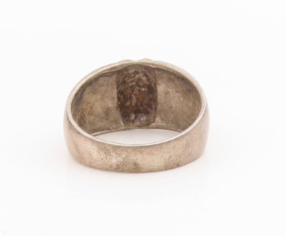 925 Sterling Silver Vintage Ring Modernist Ribbed Solid Dome  Sz 6.5  RG34846