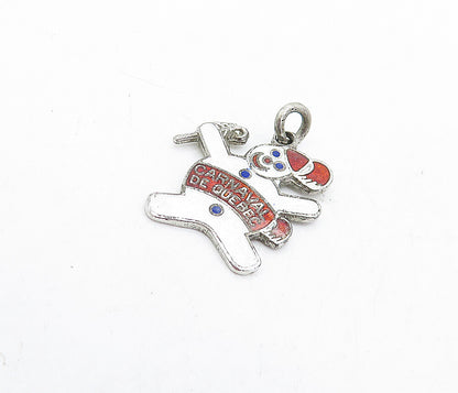 925 Sterling Silver Vintage Enamel Carnaval De Quebec Snowman Pendant PT3625