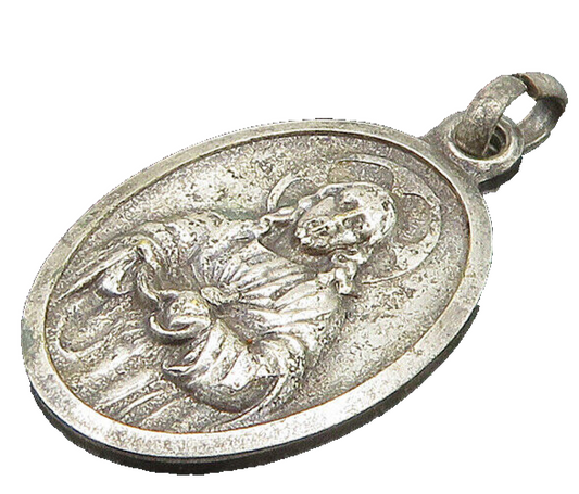 925 Sterling Silver  Vintage Medal Of Our Lady Virgo Carmeli Pendant  PT16712