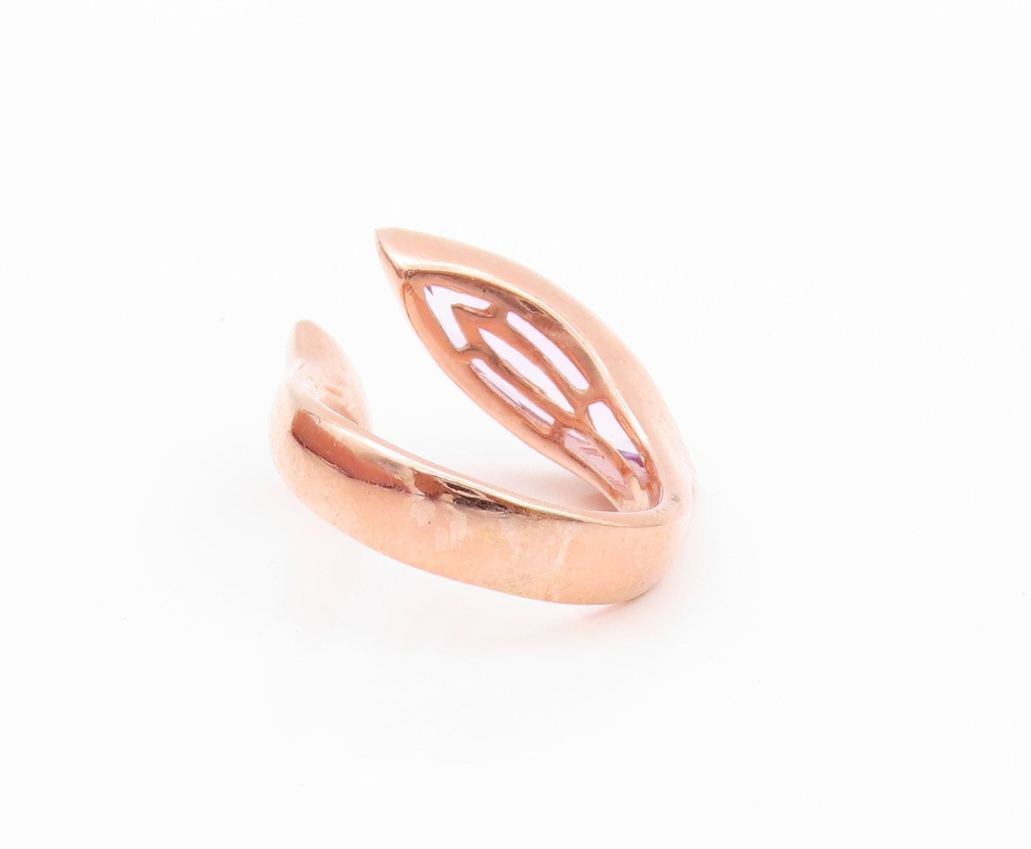 925 Sterling Silver Vintage Ring Rose Gold Plated Marquise Cut CZ  SZ 8  RG32211